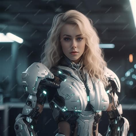 Premium Ai Image A Woman In Robot Costume With A Light On Top