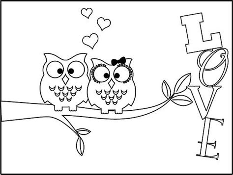owls sitting   branch  hearts