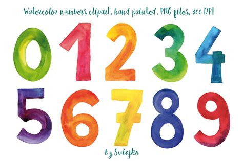 watercolor numbers illustrations  creative market