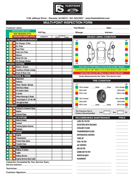 multi point vehicle inspection checklist