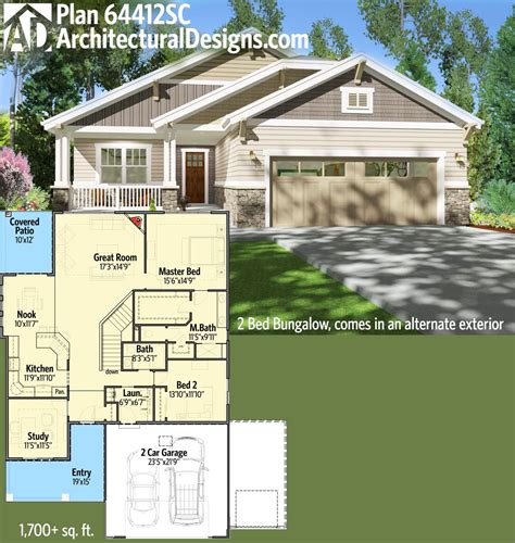 plan sc  bed bungalow  exterior options house design  mom  dad