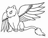 Winged Coloring Dragoart Cat sketch template