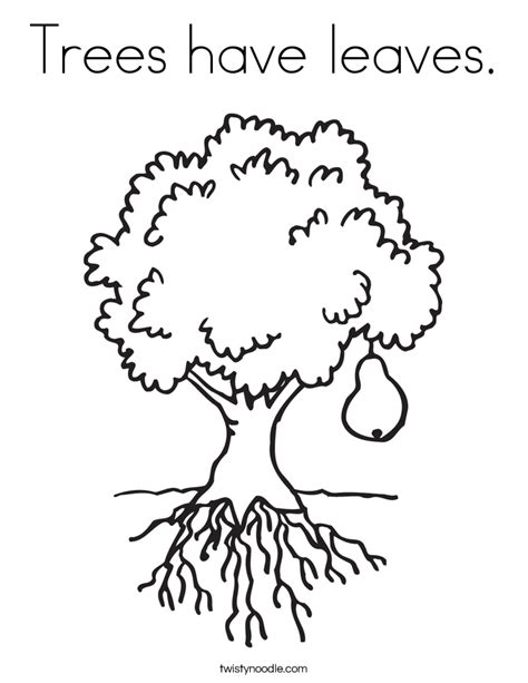 trees  leaves coloring page twisty noodle