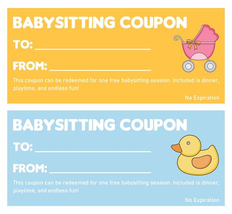 images  printable babysitting voucher template
