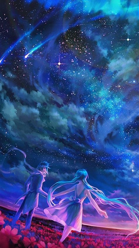 anime sky shooting stars universe iphone wallpaper