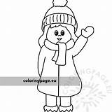 Winter Girl Clothes Coloring Cartoon Happy Little Pdf Print sketch template