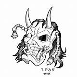 Mask Hannya Japanese Sketch Drawing Demon Coloring Daily Drawings Template Clipartmag Getdrawings Deviantart sketch template