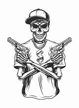 Squelette Gangster Fusils sketch template