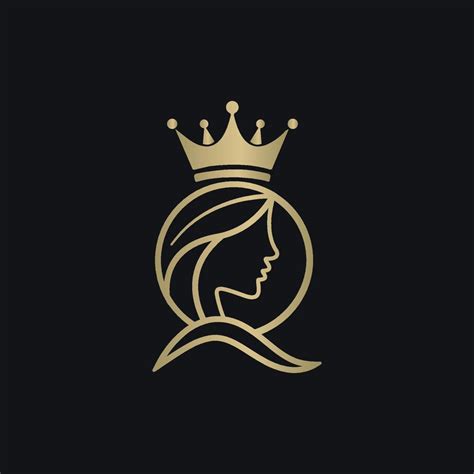 luxurious queen logo icon design template gold elegant beauty
