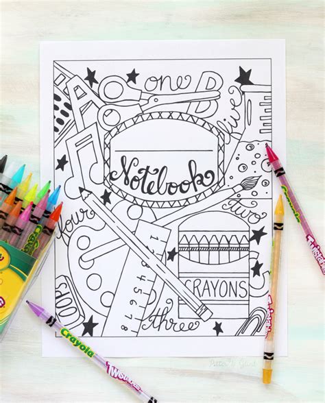 school notebook cover printable coloring page  crafting chicks