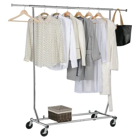 single bar heavy duty commercial garment rack rolling collapsible