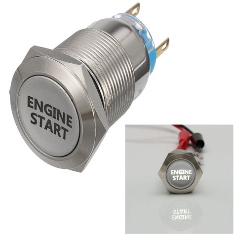 engine start switch  led mm latching metal push button lighted
