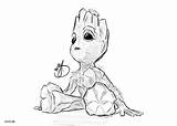 Groot Baby Coloring Pages Drawing Fan Printable Cute Color Kids Adults Popular sketch template