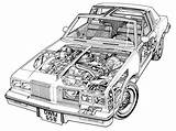 Oldsmobile Cutlass Coloring Car Technical Cutaway Drawings Pages Template Sketch sketch template