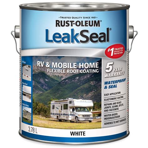 rust oleum leakseal rv mobile home waterproof flexible roof coating white   canadian tire