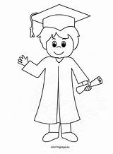 Graduation Boy Cartoon Coloring Drawing Smiling Graduate Getdrawings sketch template