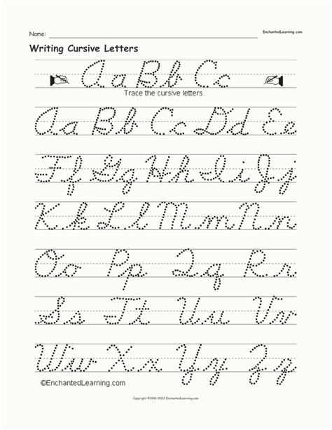 writing cursive letters enchanted learning
