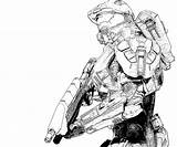 Halo Chief Master War Coloring Pages Character Bw Yumiko Fujiwara sketch template