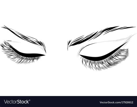 closed female eyes drawing long eyelashes vector image