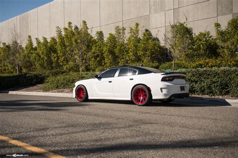 stylish warrior white dodge charger  black roof  red wheels caridcom gallery