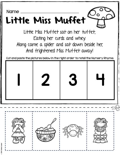 nursery rhymes worksheets  story retelling practice