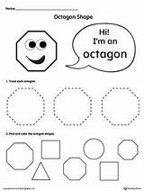 Octagon Shapes Color Trace Shape Preschool Activities Worksheets Worksheet Printable Coloring Kindergarten Kids Math Tracing Learning Pages Board Writing Myteachingstation sketch template