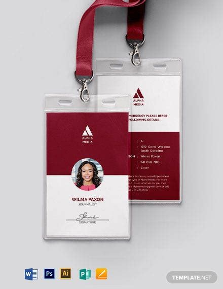 simple press id card template illustrator word apple pages
