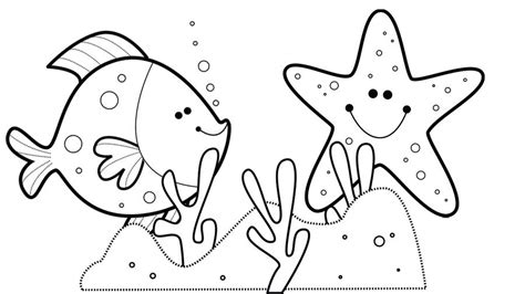 sea coloring pages fish coral starfish school coloring
