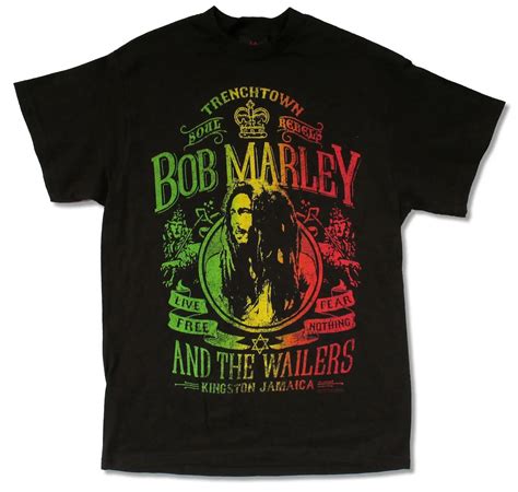 bob marley   black  shirt  official adult reggae wailers jamaica   shirts