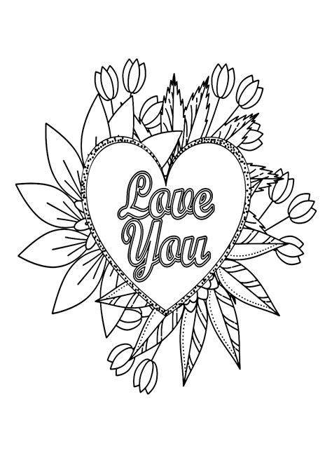 love   flowers heart coloring page  printable coloring pages
