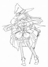 Coloring Halloween Anime Pages Lineart Witch Line Queen Deviantart Drawing Printable Girl Coloriage Manga Color Coloring4free Clipart Colorier Drawings Adult sketch template