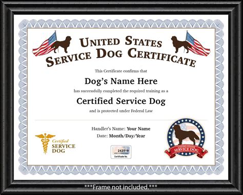 usa service dog certificate esa flag emotional support therapy