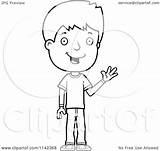 Boy Waving Teenage Adolescent Coloring Clipart Cartoon Outlined Vector Thoman Cory Regarding Notes sketch template