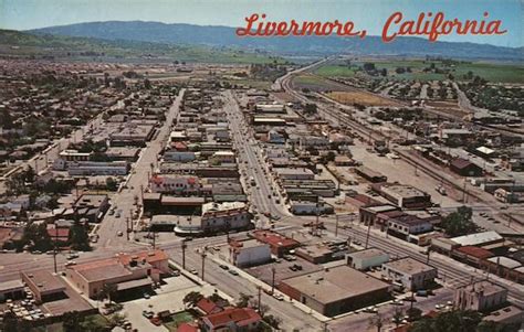 aerial view  town livermore ca postcard