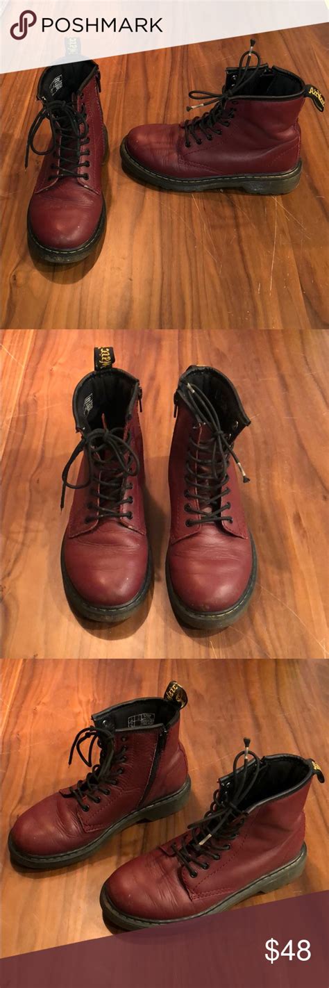 dr martens delaney maroon boots youth size  maroon boots boots heeled boots