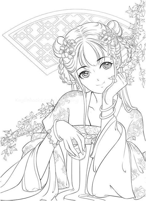 chinese portrait coloring book  detailed coloring