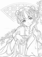 Coloring Chinese Portrait Pages Anime Printable Book Pdf Drawings Adult Visit Choose Board Books sketch template