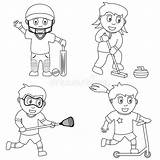 Cricket Kinder Coloration Gosses Colouring Geitjes Kleurende Farbton Curling Karikatur Lacrosse Illustrationen sketch template