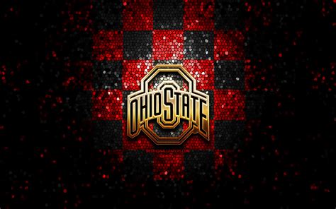 wallpapers ohio state buckeyes glitter logo ncaa red black checkered background usa