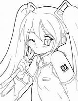 Miku Hatsune Vocaloid Getcolorings Coloringhome sketch template