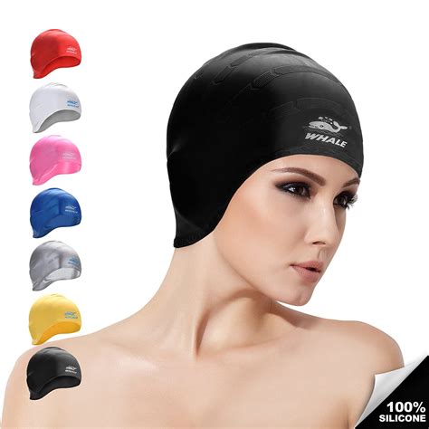 Whale Silicone Swim Caps For Women And Men Waterproof Long Hair