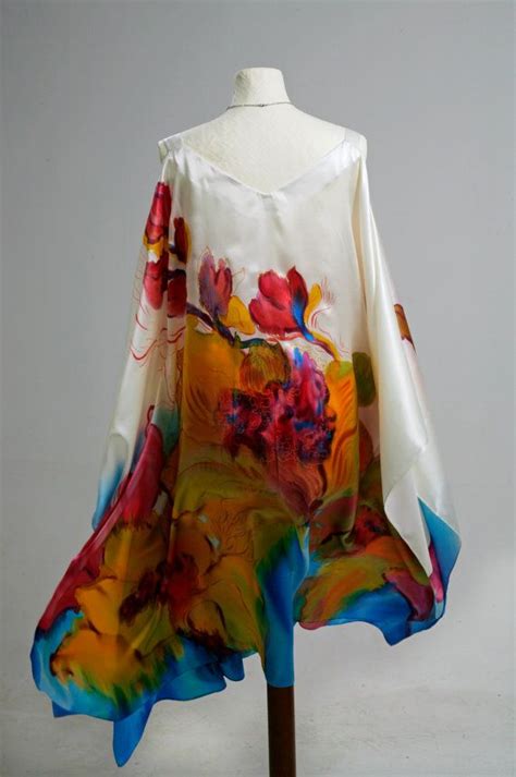 size hand painted natural silk dress floral dressmade etsy