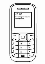 Mewarnai Handphone Sketsa Tk Telepon Alat Komunikasi Paud sketch template
