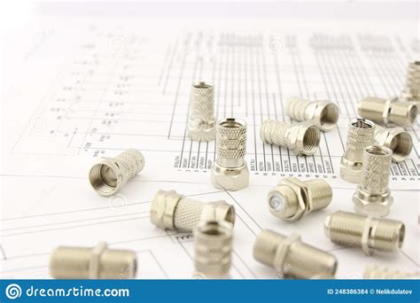 connectors  connecting coaxial wires   electrical diagram stock photo image