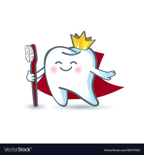 icon cartoon healthy tooth in crown holding a vector image