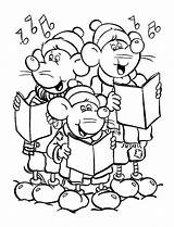Christmas Coloring Pages Mouse Carols Singing Three Tiny Carolers Printable Colorear Para Navidad Little Sheets Kids Villancicos Dibujos Dibujo Cantando sketch template