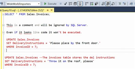 adding sql comments  code