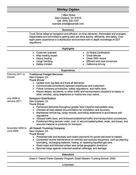 truck driver resume   professional resume writing service