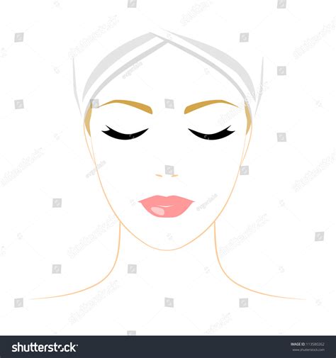 Face Woman Closed Eyes On White Stock Vector 113580262 Shutterstock