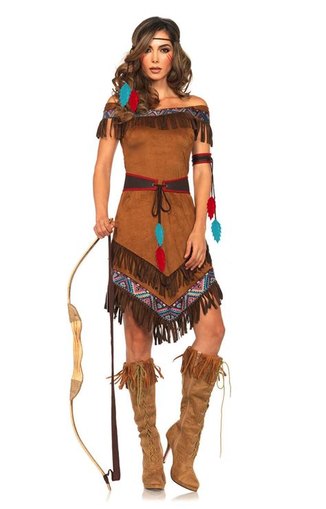 Ladies Noble Warrior Pocahontas Native American Indian Wild West Costume